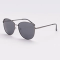Gafas de sol aviador retro en metal gris con lentes gris oscuro y montura tallada - Montura Negra Lentes Gris Negro