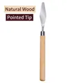 Painting palette knife with stainless steel pointed tip and natural wood handle - Large Pointed Tip Natural Wood Color Scraper