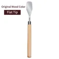 Flat edge oil painting knife with natural wood handle and stainless steel blade - Flat Tip Natural Wood Color Scraper