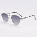 Vintage geometric metal sunglasses with hexagonal frames and gradient lenses for travel - Silver Frame Smoke Gray Lenses