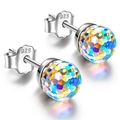 Eleganti orecchini a lobo in argento S925 con sfere di cristallo sfaccettate colorate - 8mm / Bianco AB