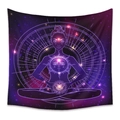 Bohemian purple meditation tapestry featuring galaxy stars and goddess sun totem - 73X95CM / Purple Pink Galaxy Sun/Brushed
