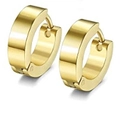 Polished 18k gold plated stainless steel hoop earrings in a minimalist circular style - Thin Round Hoop Style (ER-003 Gold)