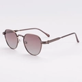 Retro polygonal metal sunglasses with bronze frames and gradient lenses for unisex wear - Brown Frame Red Brown Lenses