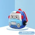 Navy blue plush police car backpack for kids aged 2-4 with funny car face and POLICE text - Medium (Ages 2-4) / Police Car