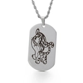 Collana con piastrina in acciaio inossidabile argento con incisione di una tigre dei cartoni - Tigre Piccolo (KP81742-Z)