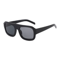 Gafas de sol cuadradas negras clásicas con patillas anchas y lentes oscuras con acabado pulido - Montura Negra Lente Gris