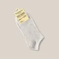 Light grey low-cut cotton socks with ribbed texture and minimalist packaging - Gray