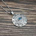 Collana con ciondolo Occhio di Horus in acciaio inossidabile vintage con tocco blu - Ciondolo Singolo Color Argento