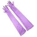 Elegant long lavender purple satin gloves for bridal dresses and formal evening parties - One Size / Light Purple