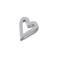 Detail of silver heart-shaped bead with pave-set cubic zirconia and hollow design - Platinum Plated Plain Heart