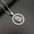 Silberne Titanstahl-Halskette mit betenden Händen, Zirkon-Lünette und Kordelkette - Unabhängiger Anhänger / Silber (Ohne Kette)
