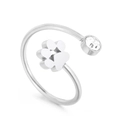 Adjustable silver cat paw ring with sparkling round zircon stone for women - Size 8 (Adjustable) / Silver Cat Paw with Single Zircon Style (KR103469-GC)