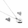 Silver heart necklace and earrings set with crown and Mae engraving for Mother's Day - Silver Crown Mãe Heart Style (KS132886-KFC)