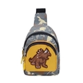 Cute dinosaur canvas crossbody chest bag for kids featuring a triceratops patch - Triceratops Patch / Yellow