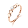 Luxurious rose gold titanium steel heart ring with sparkling round zircon gemstone inlay - US 6 / Rose Gold with White Zirconia