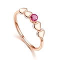 Rose gold titanium steel ring with red gemstone and heart design on white background - US 6 / Rose Gold with Red Zirconia