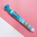 Cartoon dinosaur 10-color retractable ballpoint pen with blue barrel and cute topper - Dinosaur - Blue