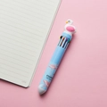 Blue 10-color shuttle pen featuring flamingo prints and a white swan topper ornament - Flamingo - Blue Rod White Head