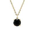 Minimalistische Goldkette aus Titan mit rundem schwarzem Zirkonia-Anhänger auf Weiß - Schwarzer Zirkonia
