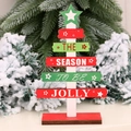 Mini albero di Natale fai-da-te in legno per scrivania con strati rossi e verdi - Verde