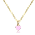 Rosa Emaille Herzanhänger Halskette mit goldener Büroklammerkette für Damen Schmuck - O-kette Rosa