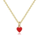 Minimalistische Büroklammer-Halskette mit rotem Emaille-Herzanhänger an goldener O-Kette - O-kette Rot
