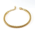 18K vergoldetes Edelstahl-Weizenkettenarmband mit verstellbarem Karabinerverschluss - 3.0mm Breite Stil (ZH498G-3.0MM-18+3CM)