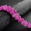 Tira de cuentas redondas de ágata calcedonia rosa pulida para creación de joyería DIY - Rosa Roja