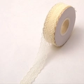 Detail of a 25-yard roll of beige lace ribbon with delicate wavy edges for floral wrapping - One Roll / Beige