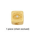 Detail of bohemian gold-plated cube bead with evil eye relief and clear zircon stone - Evil Eye / Gold Cube