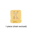 Detailed view of a gold cubic zirconia letter K charm for DIY jewelry bracelets - Gold Letter K Pendant Bead