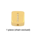 Detail of square gold-plated letter I pendant with white cubic zirconia stones - Gold Letter I Pendant Bead