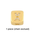 Detail of gold cube charm with crystal rhinestone letter X inlay for DIY bracelets - Gold Letter X Pendant Bead