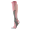 Pink and grey striped athletic compression socks with reinforced knit texture - L/XL / Light Pink