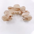 Minimalist beige marble acrylic hair claw clip with a wavy hollow design for women - Coffee Marble