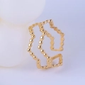 Anello aperto in acciaio al titanio dorato con design geometrico a doppio strato - Stile Aperto a Doppio Strato con Perline / Oro