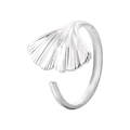 Verstellbarer Edelstahlring mit detailliertem silbernem Ginkgoblatt-Design - Verstellbar / Stahlfarbe