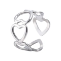 Anello aperto in acciaio inossidabile argento con motivi a cuore traforati - Color Acciaio