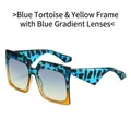 Square oversized sunglasses in blue tortoiseshell pattern with gradient lenses - Blue Tortoise Yellow Frame Blue Yellow Lens