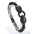 Pulsera negra para hombre con doble cabeza de serpiente y cadena bizantina - Cabeza de Serpiente Negra (KB164513-Z)
