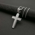 Collana hip hop con ciondolo a croce argento tempestata di pietre su catena a scatola - Ciondolo a croce / Argento