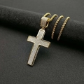 Collana hip hop con pendente a croce in acciaio dorato con strass scintillanti - Ciondolo a croce / Oro