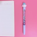 Cute blue bird cartoon liquid glitter pen with blue purple gradient on pink background - Cute Blue Chicken