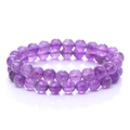 Elegantes doppelstöckiges Armband aus natürlichen violetten Amethyst-Rundperlen, poliert - Runde Perlen / Amethyst