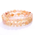 Translucent light yellow natural stone bead bracelets with smooth round Citrine texture - Round Beads / Citrine