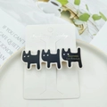 Cute black and white acetate cat hair clip on professional fashion jewelry card display - Black