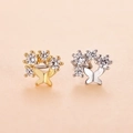 Surgical stainless steel L-shaped nose stud featuring cubic zirconia butterfly design - Style 9# (Butterfly)