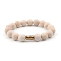 Bohemian natural rose quartz beaded bracelet with a textured gold-tone copper tube accent - Light Pink Stone Pattern