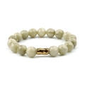 Bohemian light green faceted jade bead bracelet with a gold irregular tube accent - Light Cyan Faceted